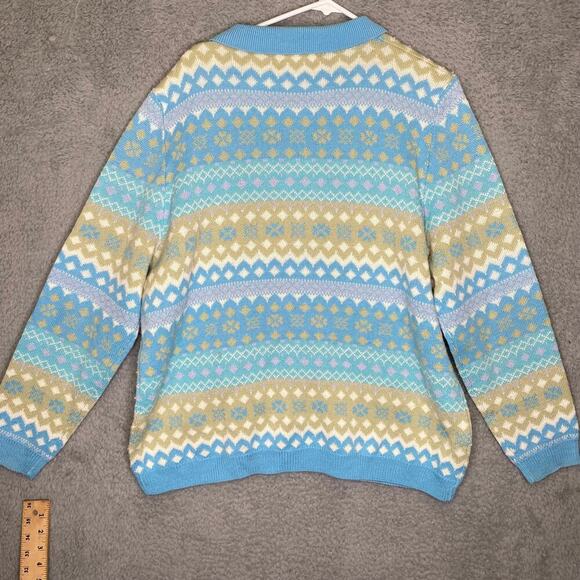 Alfred Dunner womens 2X wool blend beaded geometric full zip cardigan sweater - Picture 2 of 9